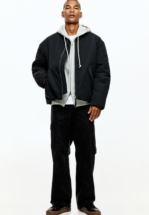 H&M - Oversized fit zip-through hoodie - light grey marl