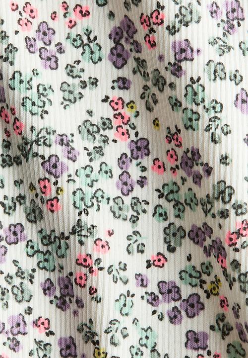 H&M - Flared leggings - white/floral
