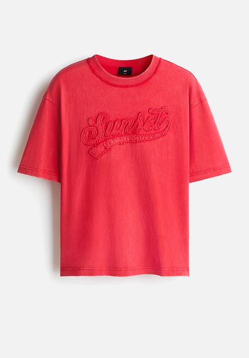 H&M - Loose fit printed T-shirt - red/sunset