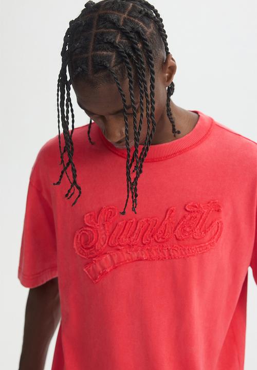 H&M - Loose fit printed T-shirt - red/sunset