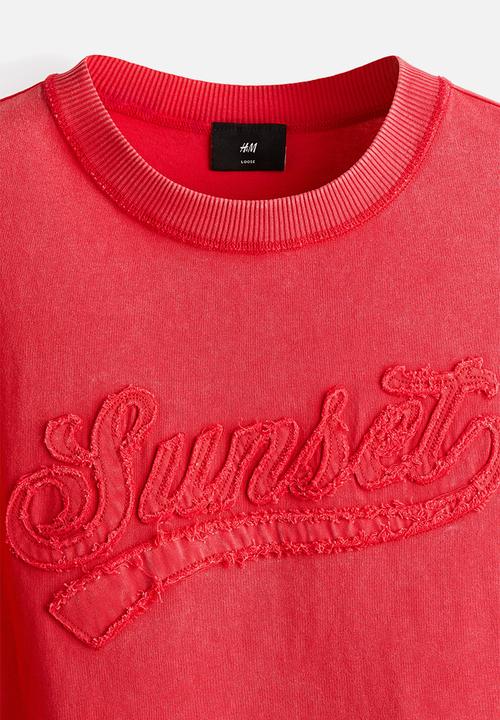 H&M - Loose fit printed T-shirt - red/sunset