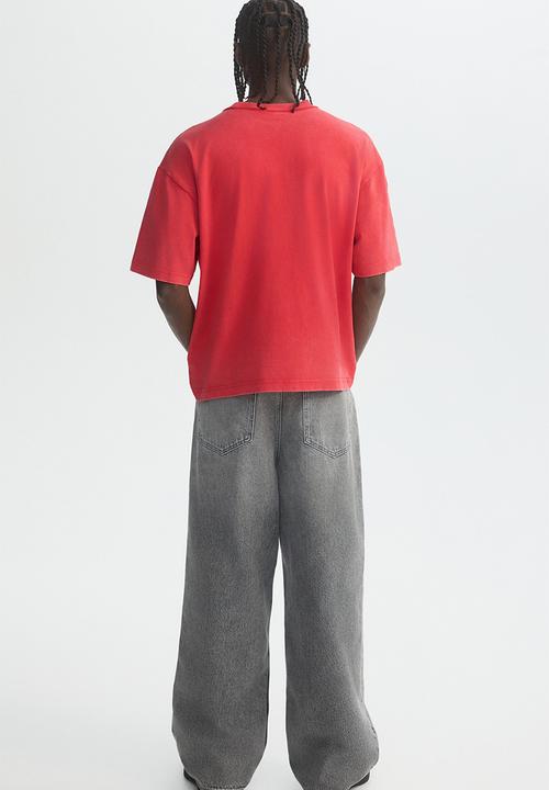 H&M - Loose fit printed T-shirt - red/sunset