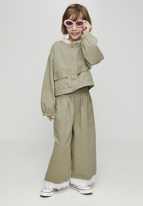 Pop Candy - Wide leg co-ord pants - green