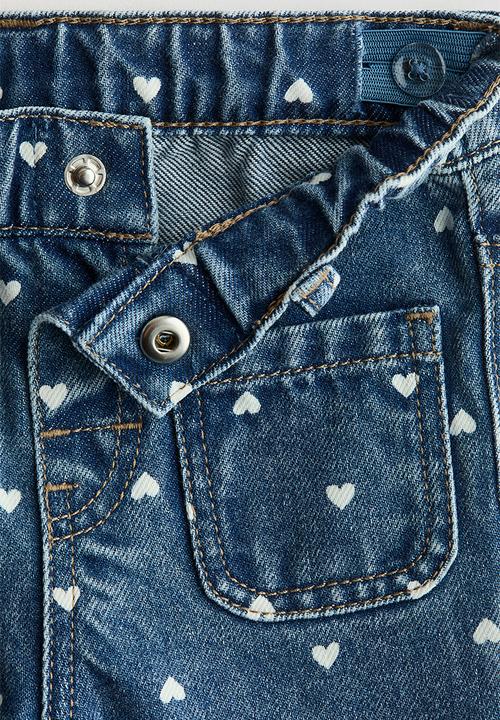 H&M - Flared leg jeans - denim blue/hearts