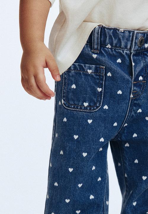 H&M - Flared leg jeans - denim blue/hearts