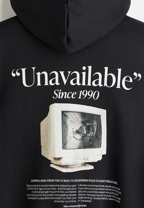 Oversized fit printed hoodie - black/unavailable - 1284317008