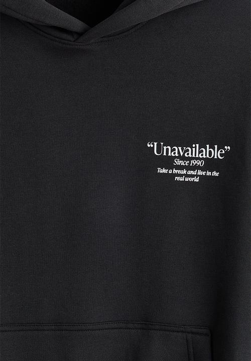 Oversized fit printed hoodie - black/unavailable - 1284317008
