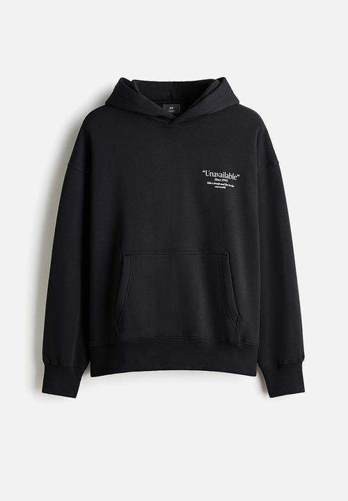 H&M - Oversized fit printed hoodie - black/unavailable