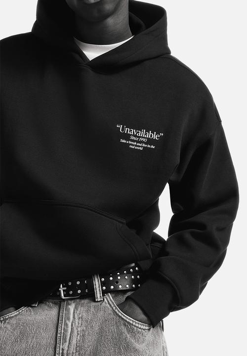 Oversized fit printed hoodie - black/unavailable - 1284317008