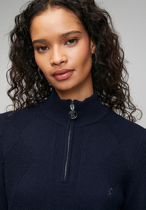 Pringle of Scotland - Pringle ¼ zip ls knitted jersey  - navy