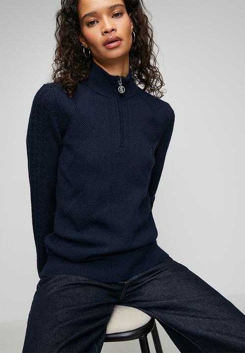 Pringle of Scotland - Pringle ¼ zip ls knitted jersey  - navy