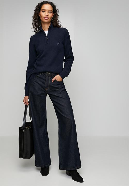 Pringle of Scotland - Pringle ¼ zip ls knitted jersey  - navy