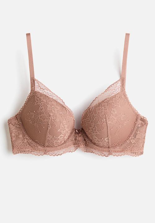 H&M - Lace push-up bra - light brown