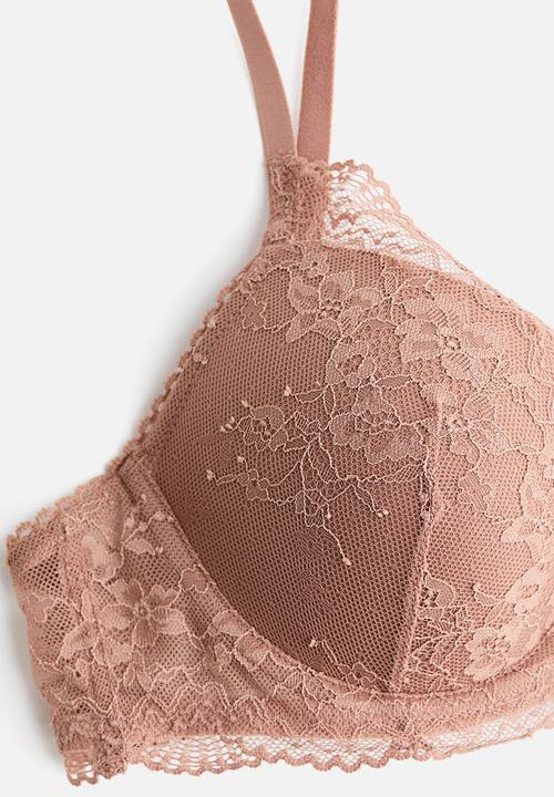 H&M - Lace push-up bra - light brown