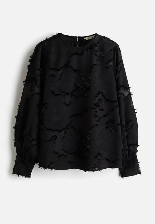 H&M - Jacquard-weave blouse - black
