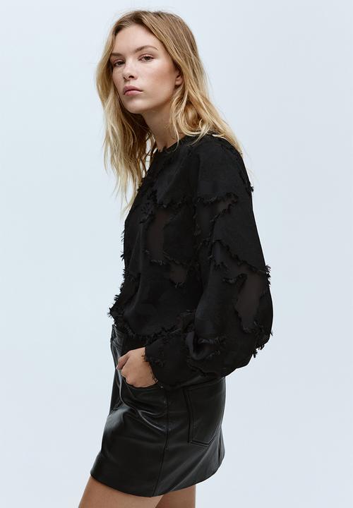 H&M - Jacquard-weave blouse - black