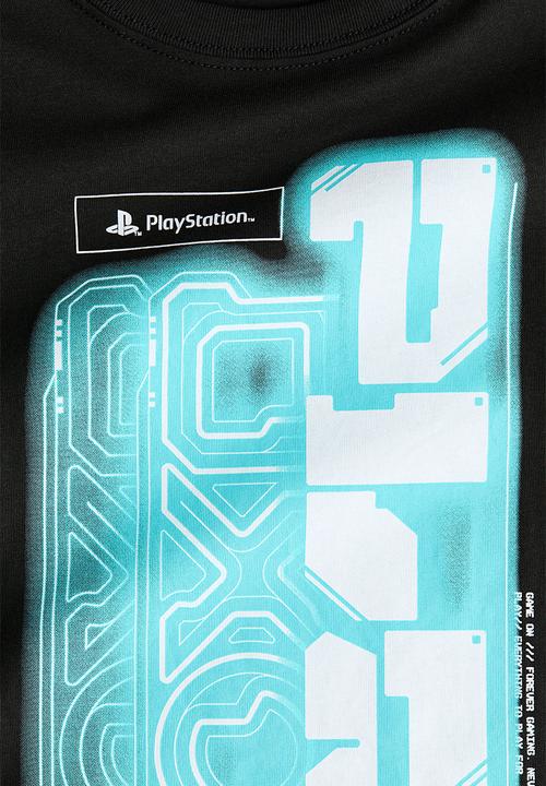 H&M - Print-motif cotton T-shirt - black/playstation