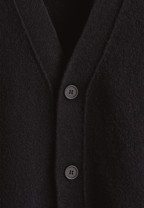 Regular fit brushed cardigan - black - 1301219007