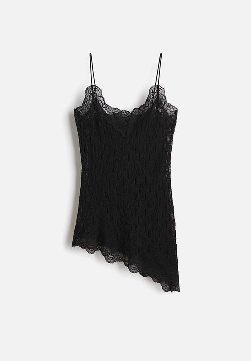 H&M - Lace-trimmed strappy top - black