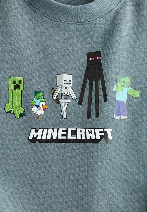 H&M - Print-motif sweatshirt - dusty turquoise/minecraft