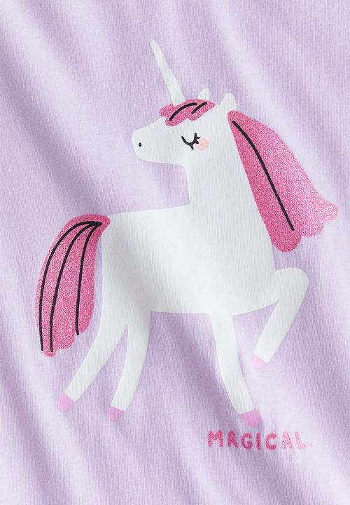 H&M - Printed jersey top - light purple/unicorn