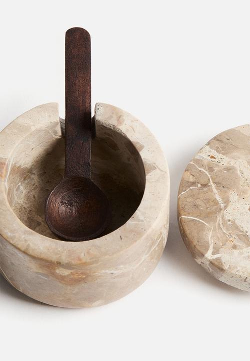 H&M - Marble salt jar - beige/marbled