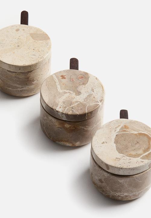H&M - Marble salt jar - beige/marbled