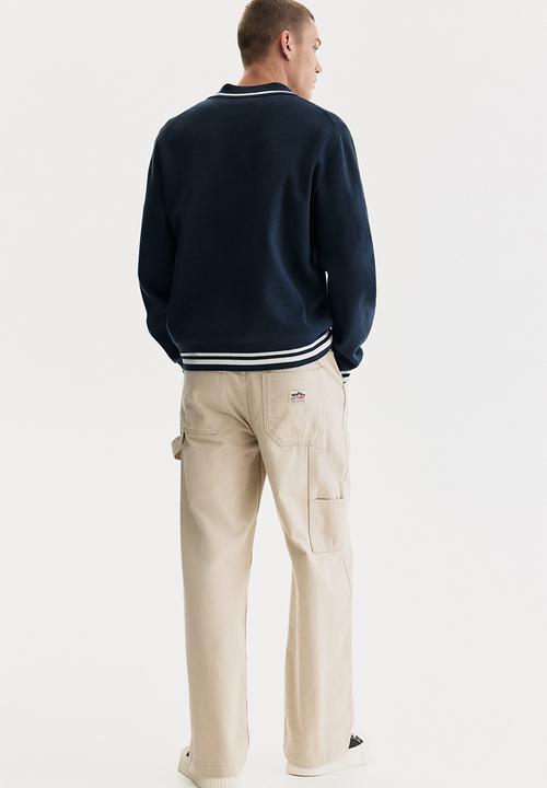H&M - Loose fit fine-knit polo shirt - navy blue