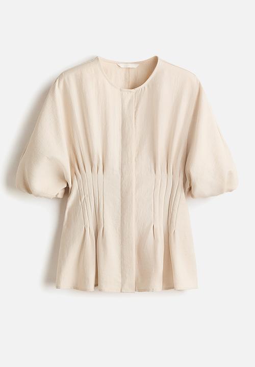 H&M - Waisted blouse - light beige