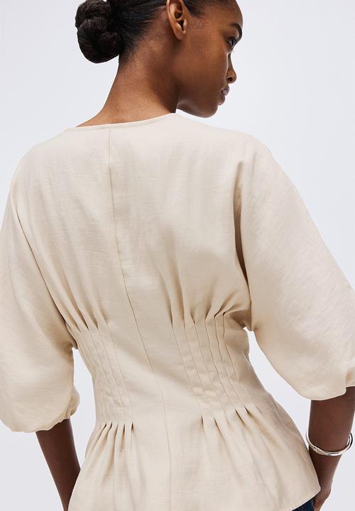 H&M - Waisted blouse - light beige