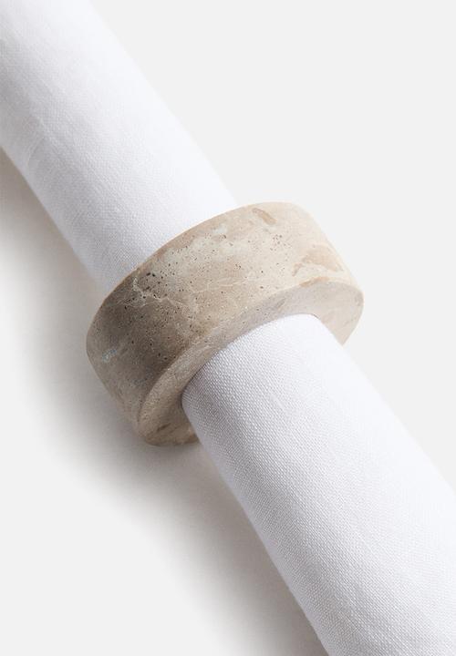 H&M - 4-Pack marble napkin rings - beige/marbled