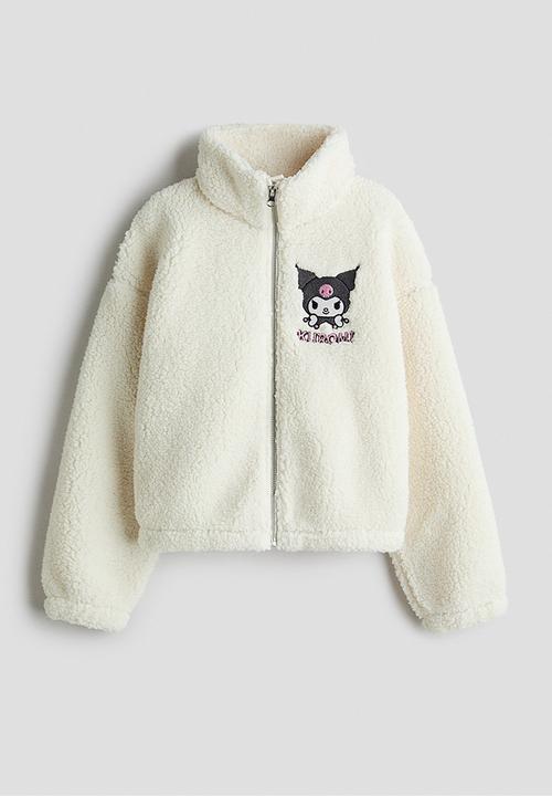 Motif-detail teddy jacket - white/kuromi