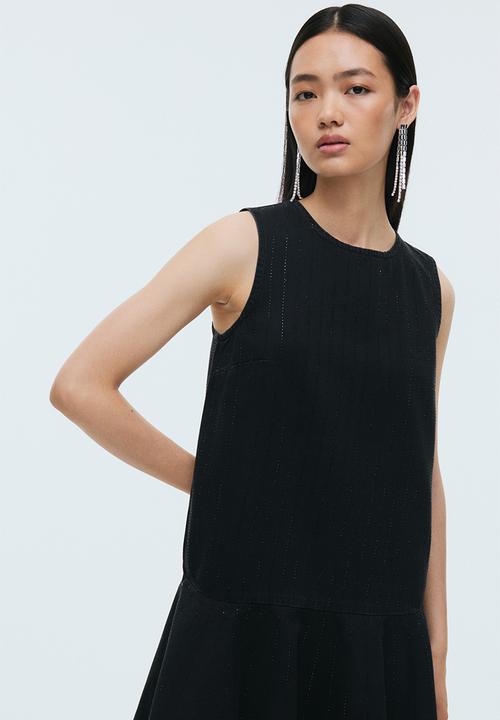 H&M - Embellished denim dress - black