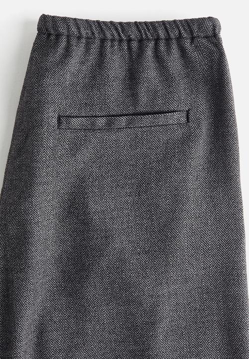 H&M - Drawstring trousers - dark grey/herringbone pattern