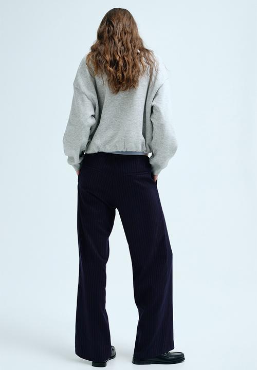 H&M - Drawstring trousers - dark blue/pinstriped