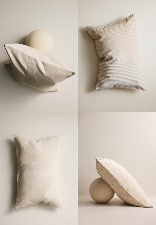 H&M - Embroidered cushion cover - light beige