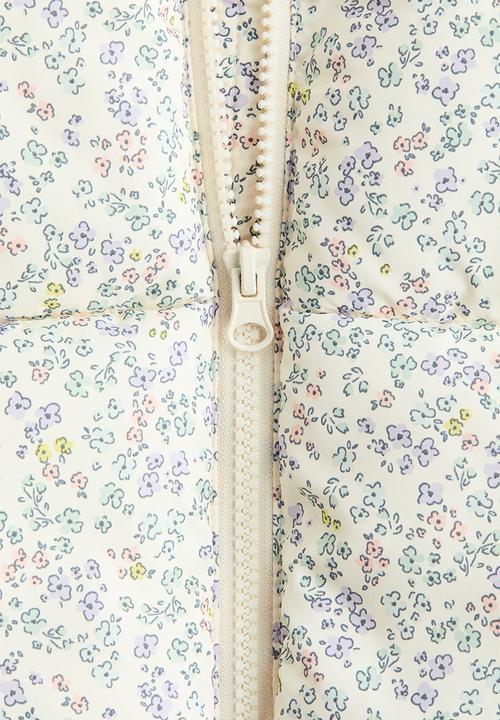H&M - Puffer gilet - light beige/floral