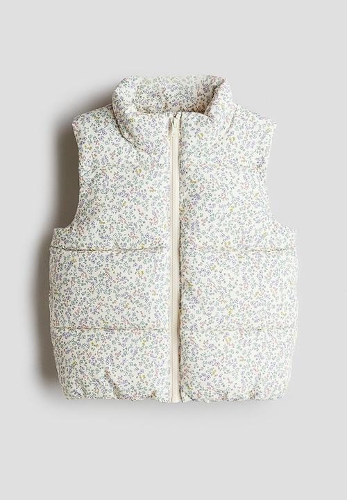 Puffer gilet - light beige/floral