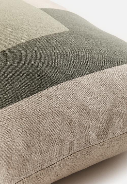 H&M - Linen-blend cushion cover - sage green/beige
