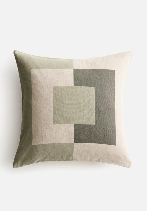 H&M - Linen-blend cushion cover - sage green/beige