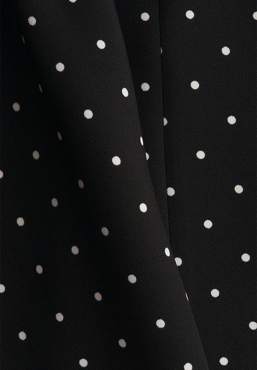 H&M - Flared-skirt dress - black/spotted