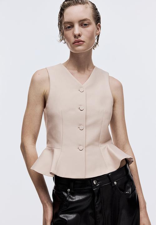 H&M - V-neck peplum waistcoat - light beige