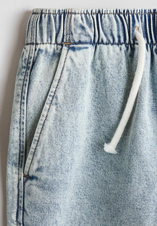 H&M - Cotton denim joggers - washed light denim blue