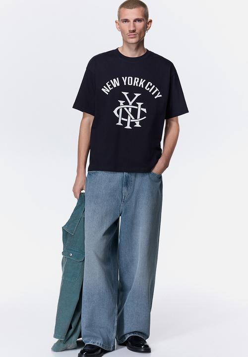 Loose fit printed T-shirt - dark blue/new york city