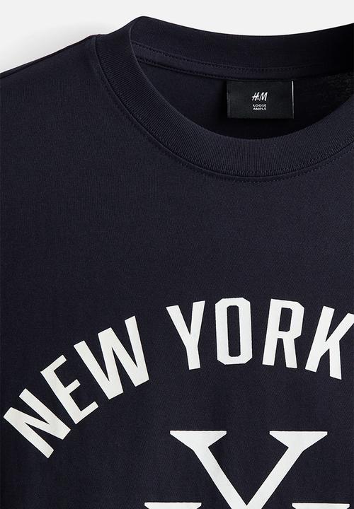 H&M - Loose fit printed T-shirt - dark blue/new york city
