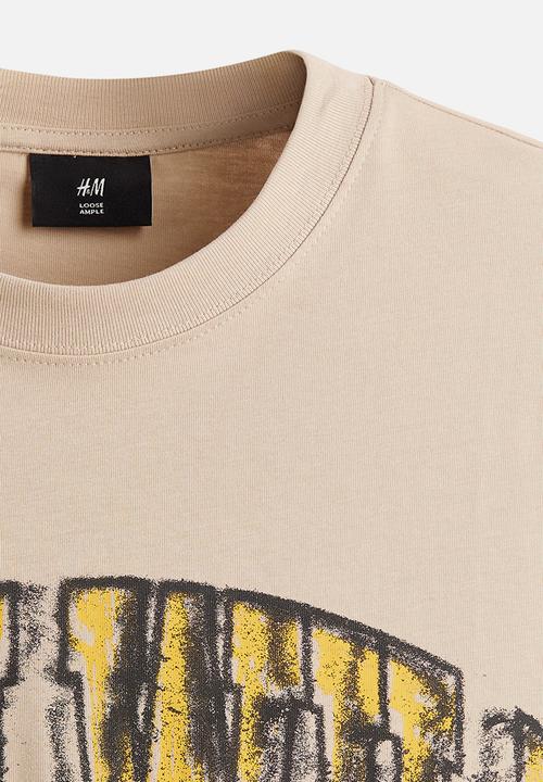 H&M - Loose fit printed T-shirt - beige/run wild