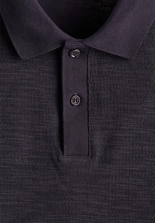 H&M - Slim fit jacquard-knit polo shirt - dark blue