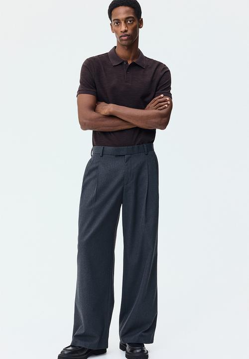 H&M - Slim fit jacquard-knit polo shirt - dark brown