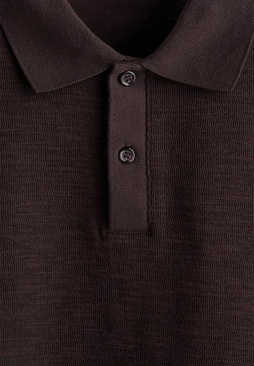 H&M - Slim fit jacquard-knit polo shirt - dark brown