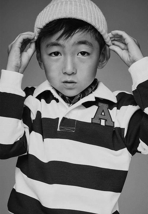 H&M - Appliqu?-detail rugby shirt - white/navy blue striped